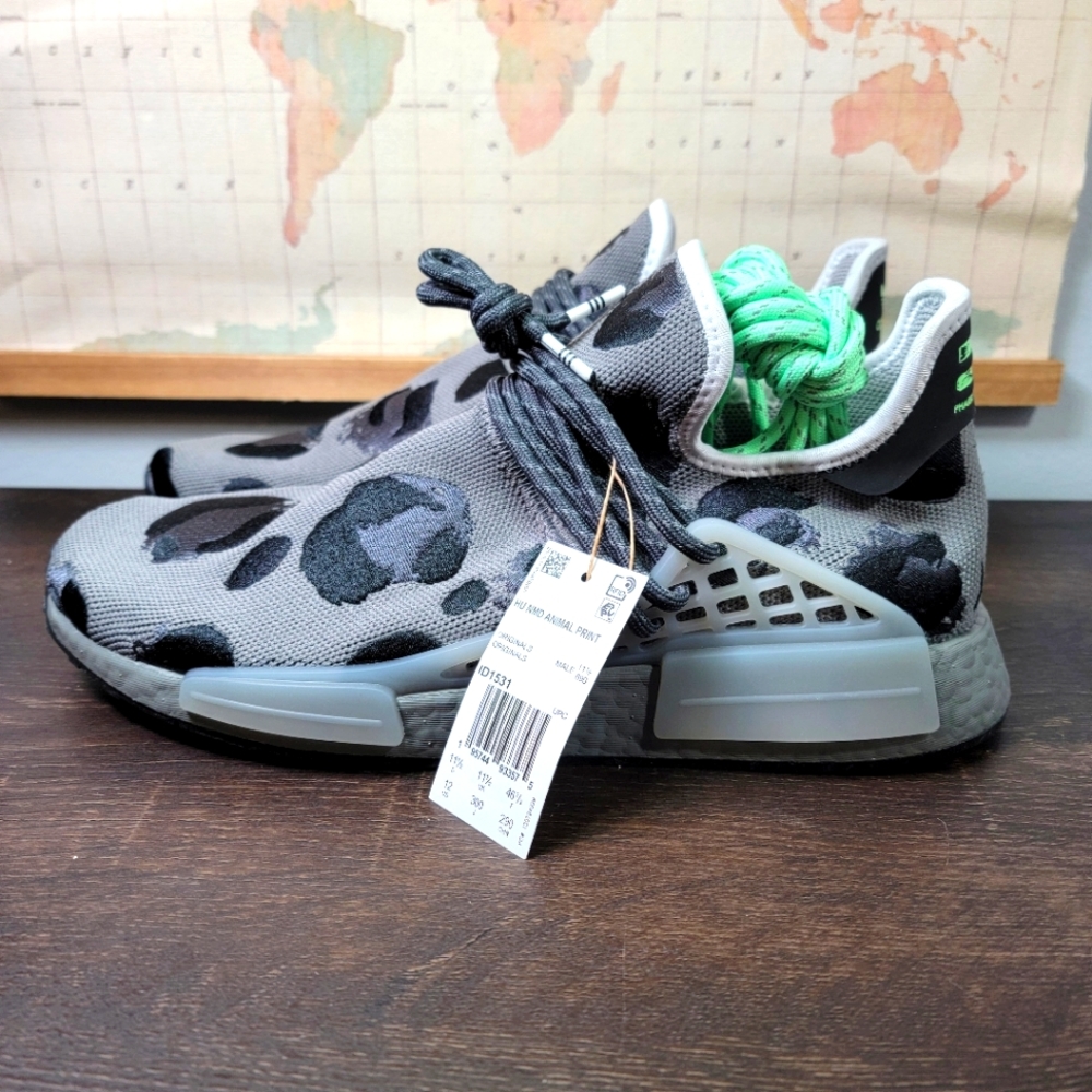 BRAND NEW Adidas NMD Hu Pharrell Animal Print Ash Grey Mens Size 12.0